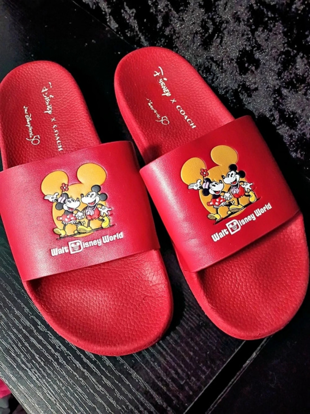 Coach Disney x Coach Sport Slide with Mickey Mouse and Minnie Mouse Motif Sport
